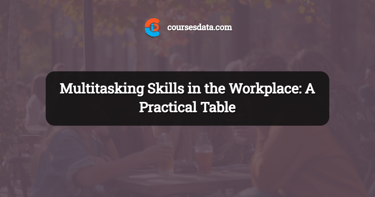 Multitasking Skills in the Workplace: A Practical Table
