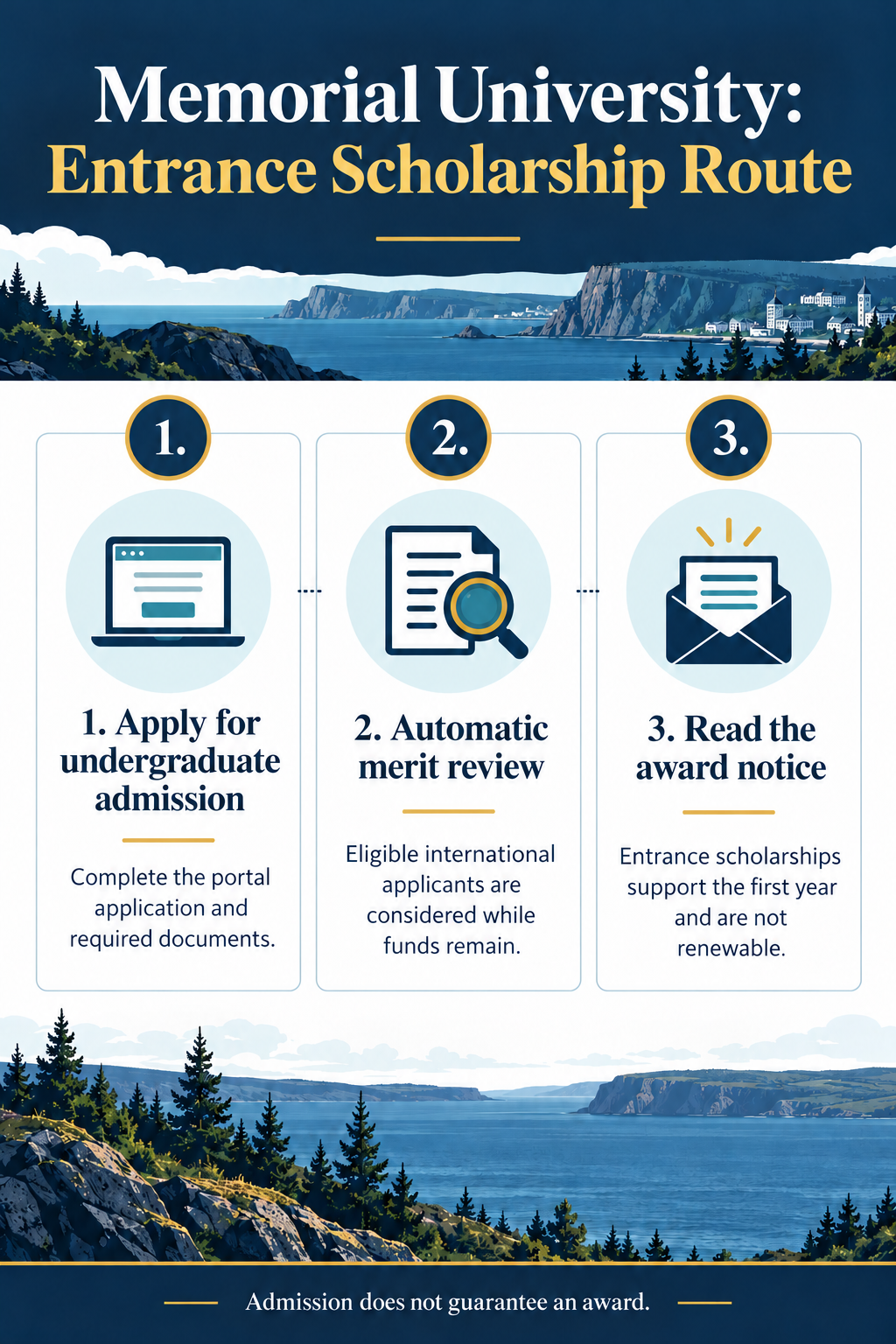 Memorial University international entrance scholarship route