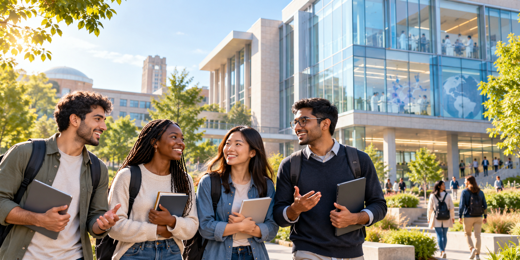 International graduate students on a public health university campus in the United States