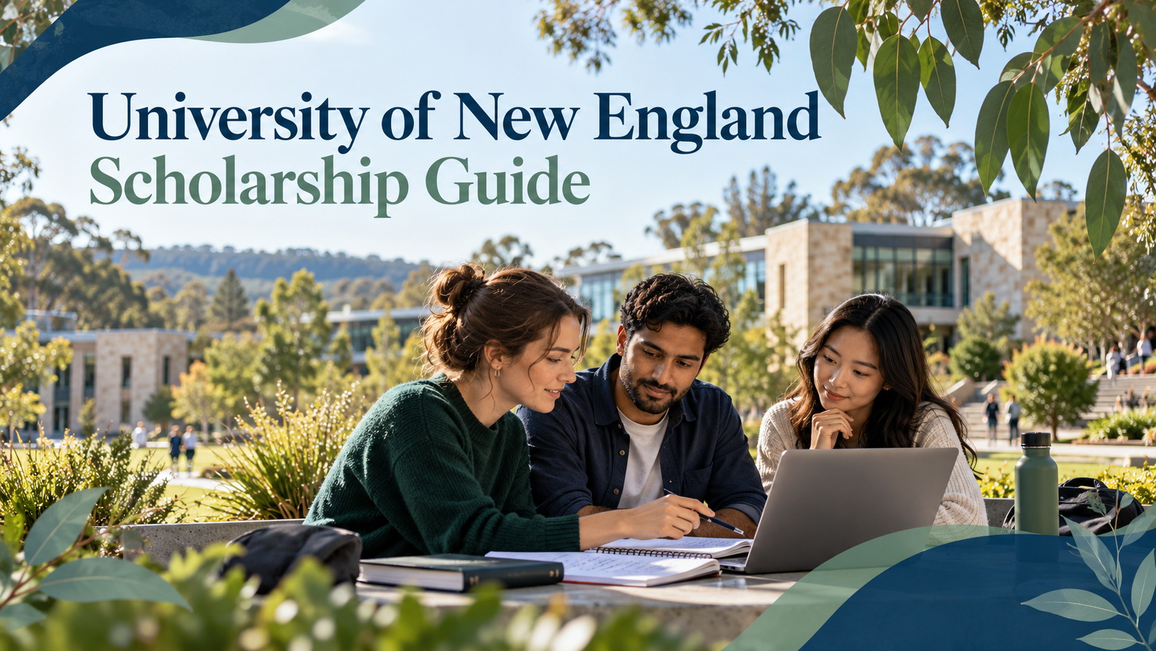 Illustration of postgraduate students studying together at an Australian university